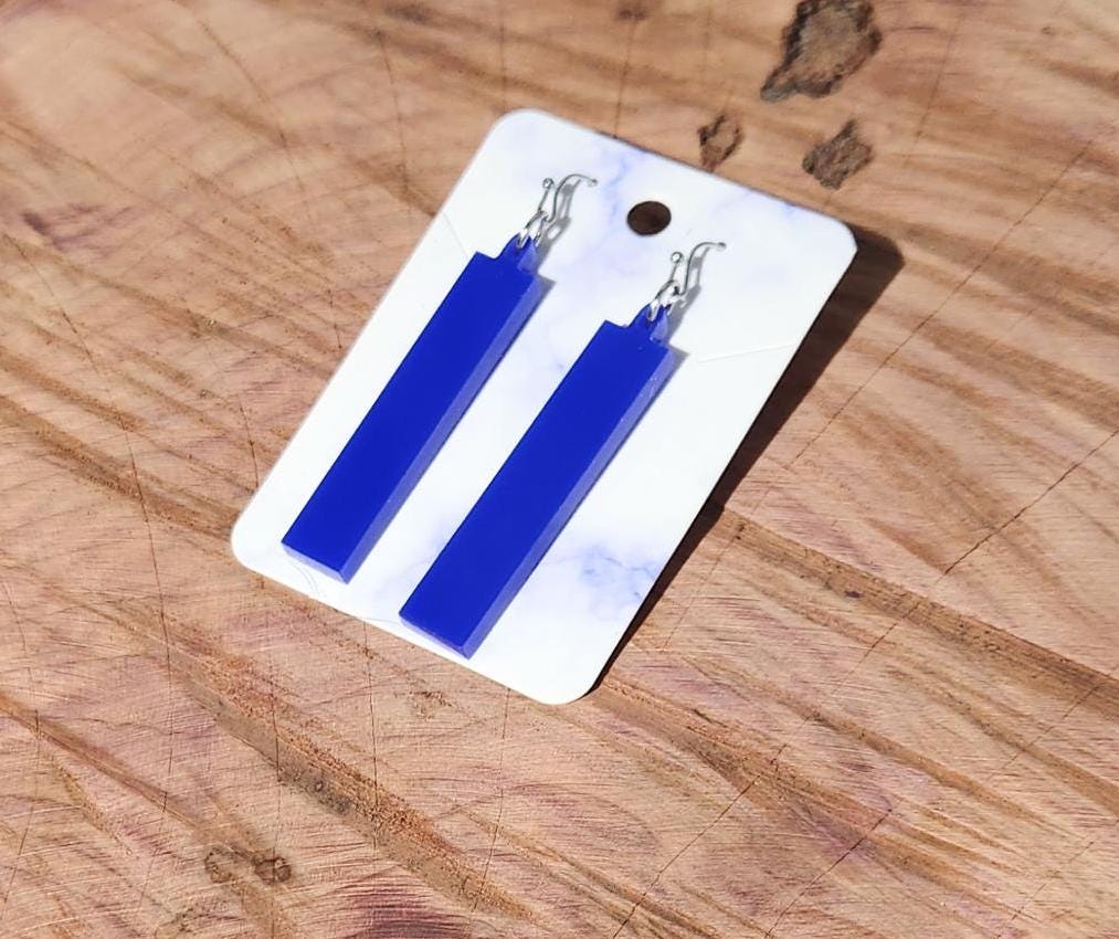 Bar Dangle Earrings, Acrylic Bar Earrings, Rectangle Earrings, Geometric Shapes, Retro Earrings, Fun Earrings, Black, Pink, Blue, Green, Red