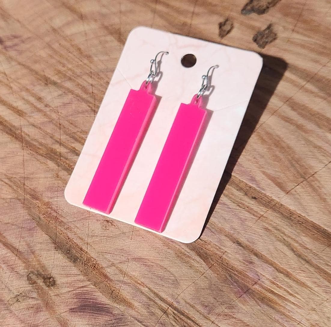 Bar Dangle Earrings, Acrylic Bar Earrings, Rectangle Earrings, Geometric Shapes, Retro Earrings, Fun Earrings, Black, Pink, Blue, Green, Red