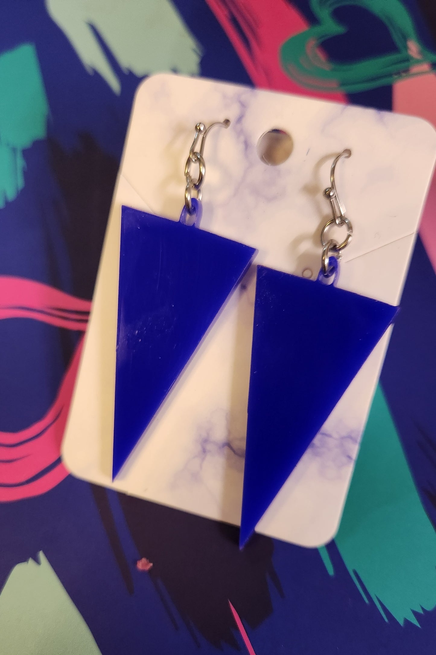 Acrylic Triangle Earrings, Black Triangle Earrings, Blue Triangle Earrings, Pink Triangle Earrings, Acrylic Dangle Earring, Retro, Geometric