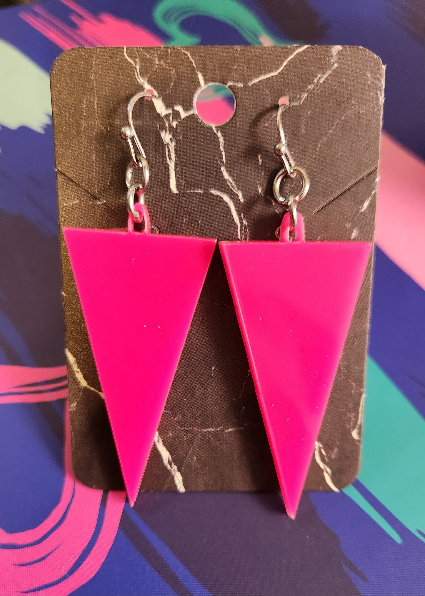 Acrylic Triangle Earrings, Black Triangle Earrings, Blue Triangle Earrings, Pink Triangle Earrings, Acrylic Dangle Earring, Retro, Geometric