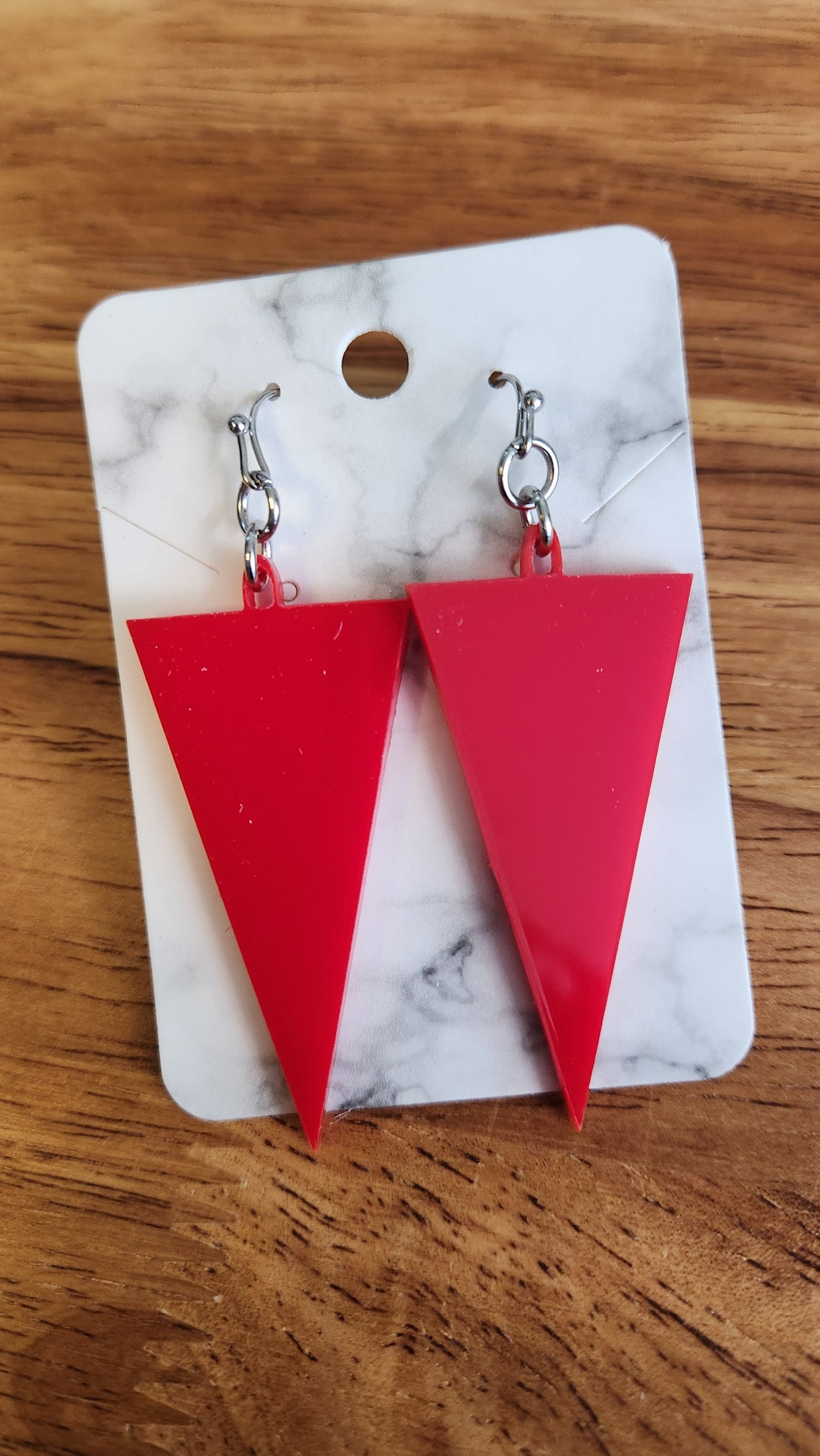 Red Earrings, Red Acrylic Earrings, Red Hearts, Red Triangle, Red Oval, Red Diamond, Geometric Earrings, Retro