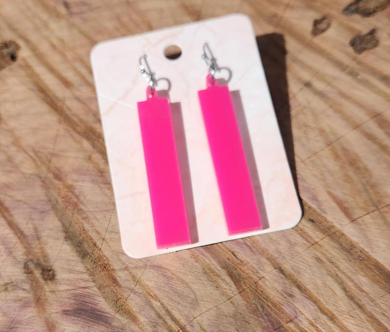 Bar Dangle Earrings, Acrylic Bar Earrings, Rectangle Earrings, Geometric Shapes, Retro Earrings, Fun Earrings, Black, Pink, Blue, Green, Red