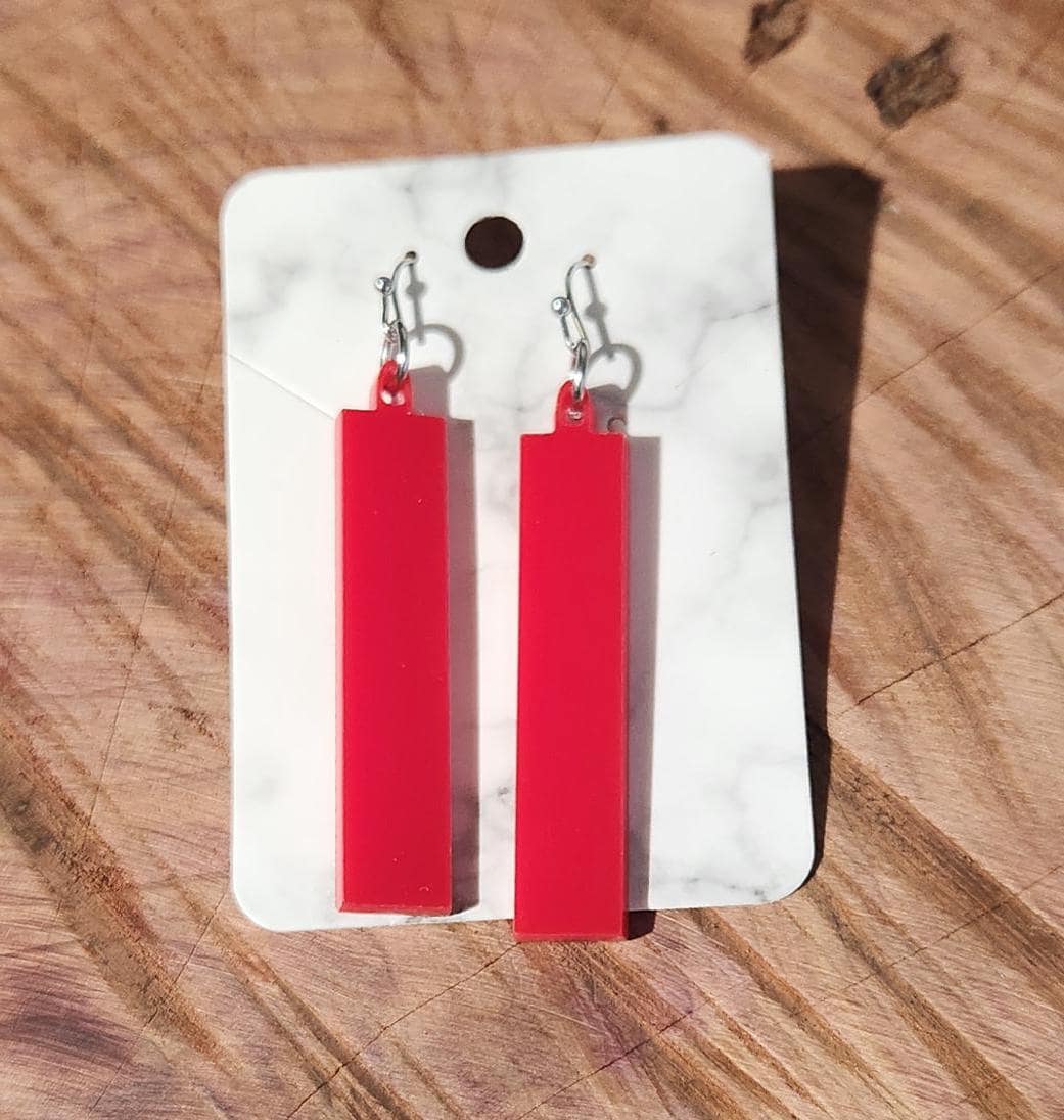 Bar Dangle Earrings, Acrylic Bar Earrings, Rectangle Earrings, Geometric Shapes, Retro Earrings, Fun Earrings, Black, Pink, Blue, Green, Red