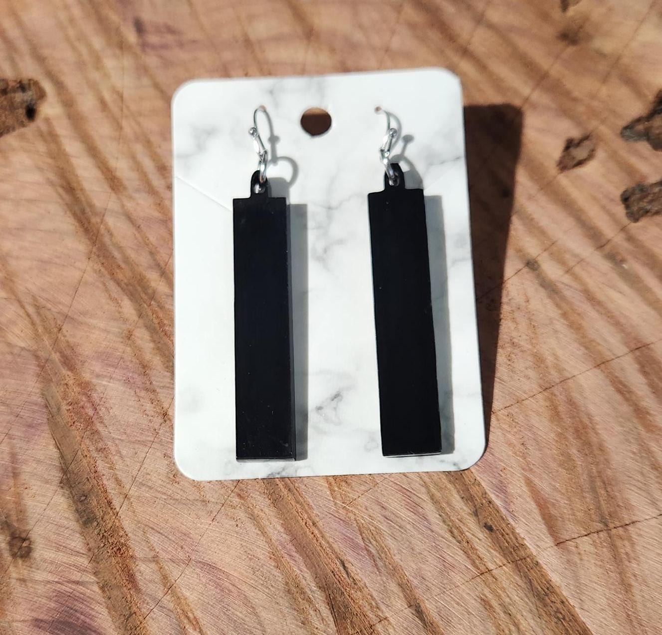 Bar Dangle Earrings, Acrylic Bar Earrings, Rectangle Earrings, Geometric Shapes, Retro Earrings, Fun Earrings, Black, Pink, Blue, Green, Red